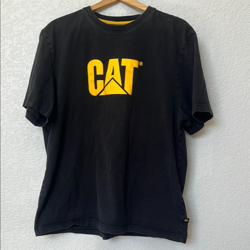CAT Short Sleeve T-Shirt Black and yellow XL - Picture 2 of 10